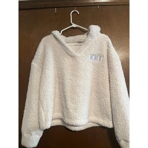 Kappa Kappa Gamma Cropped Fleece Hoodie- Size L- White- Port Authority